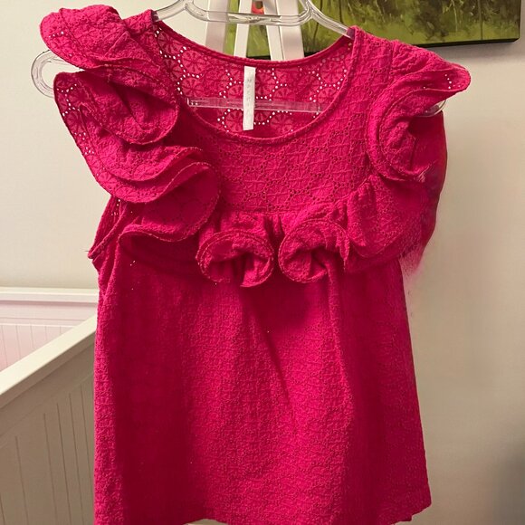 Imperial Fuchsia Sleeves Eyelet Top - Picture 1 of 7